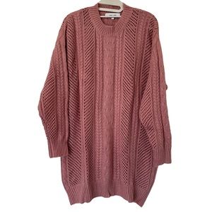 Anthropologie Rose Cable Knit Openwork Sweater